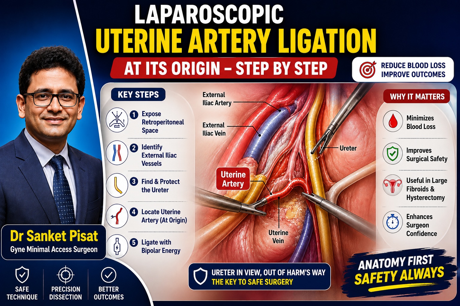 Laparoscopic Uterine Artery Ligation at Origin (TLH)