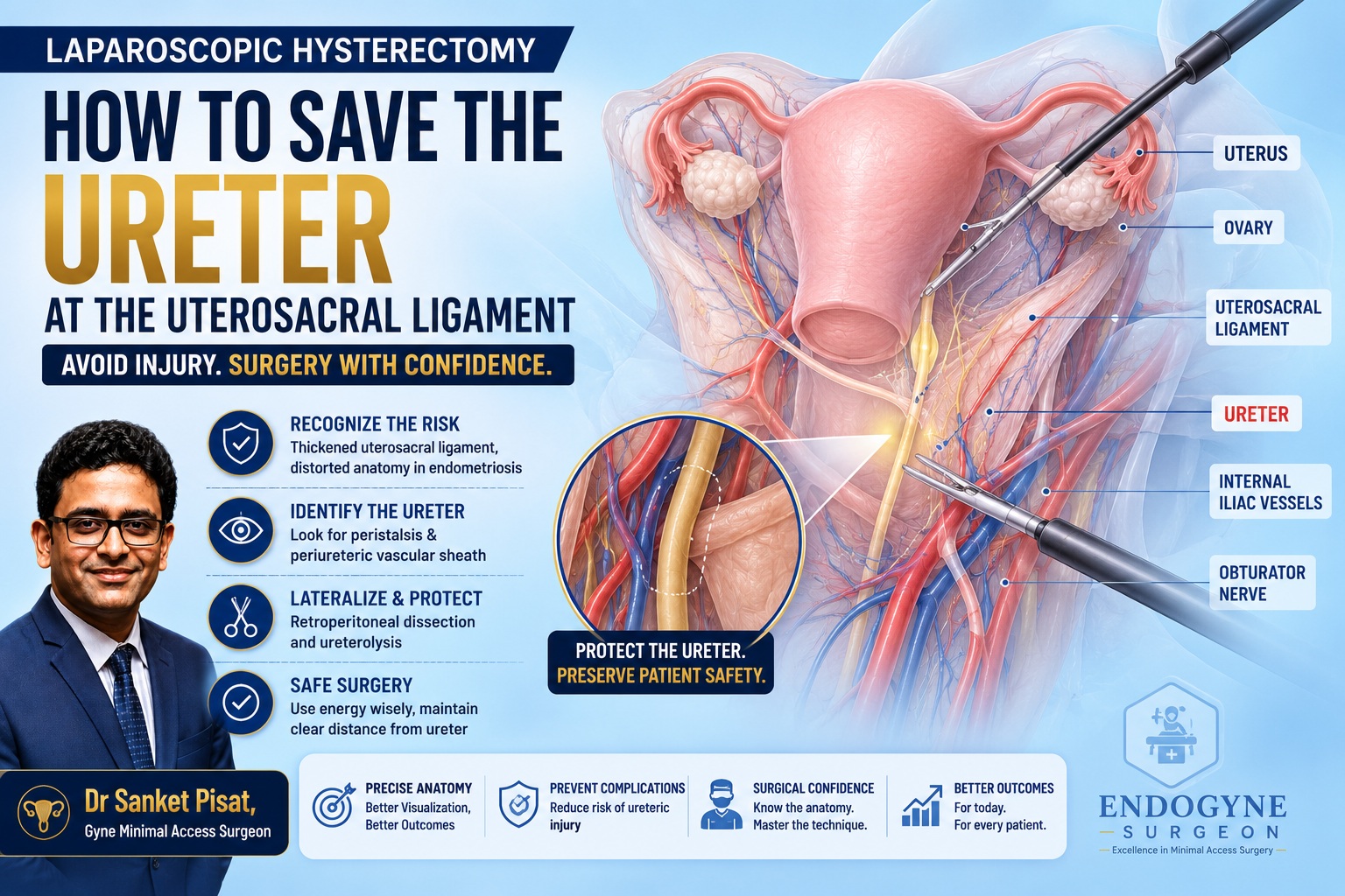 Saving The Ureter in Laparoscopic Hysterectomy (TLH)
